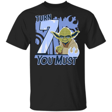 Load image into Gallery viewer, Star Wars Yoda Turn 7 You Must Rebel Logo Portrait T-Shirt Movie Fan Tshirt Fanart Gift Friends Logo T Shirts Quote Saying Slogans Shirt
