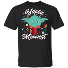 Load image into Gallery viewer, Star Wars Christmas Yoda Merriest Portrait T-Shirt Movie Fan Tshirt Fanart Gift Friends Logo T Shirts Quote Saying Slogans Shirt
