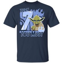 Load image into Gallery viewer, Star Wars Yoda Turn 7 You Must Rebel Logo Portrait T-Shirt Movie Fan Tshirt Fanart Gift Friends Logo T Shirts Quote Saying Slogans Shirt
