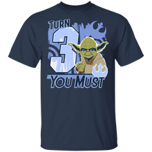 Load image into Gallery viewer, Star Wars Yoda Turn 3 You Must Rebel Logo Portrait T-Shirt Movie Fan Tshirt Fanart Gift Friends Logo T Shirts Quote Saying Slogans Shirt
