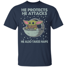 Load image into Gallery viewer, Star Wars The Mandalorian The Child He Also Takes Naps T-Shirt Movie Fan Tshirt Fanart Gift Friends Logo T Shirts Quote Saying Slogans Shirt
