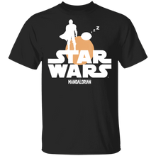 Load image into Gallery viewer, Star Wars The Mandalorian The Child Sunset Silhouette T-Shirt Movie Fan Tshirt Fanart Gift Friends Logo T Shirts Quote Saying Slogans Shirt
