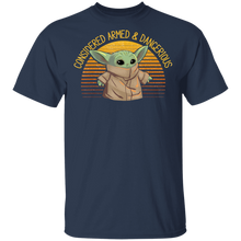 Load image into Gallery viewer, Star Wars The Mandalorian The Child Armed Dangerous T-Shirt Movie Fan Tshirt Fanart Gift Friends Logo T Shirts Quote Saying Slogans Shirt
