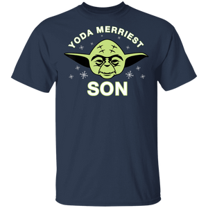 Star Wars Christmas Yoda Merriest Son T-Shirt Movie Fan Tshirt Fanart Gift Friends Logo T Shirts Quote Saying Slogans Shirt