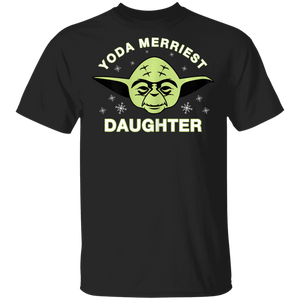 Star Wars Christmas Yoda Merriest Daughter T-Shirt Movie Fan Tshirt Fanart Gift Friends Logo T Shirts Quote Saying Slogans Shirt