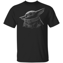 Load image into Gallery viewer, Star Wars The Mandalorian The Child Black Grey Portrait T-Shirt Movie Fan Tshirt Fanart Gift Friends Logo T Shirts Quote Saying Slogans Shirt
