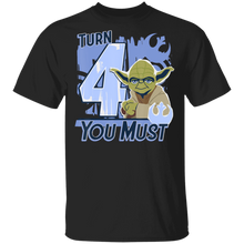 Load image into Gallery viewer, Star Wars Yoda Turn 4 You Must Rebel Logo Portrait T-Shirt Movie Fan Tshirt Fanart Gift Friends Logo T Shirts Quote Saying Slogans Shirt
