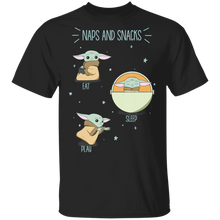 Load image into Gallery viewer, Star Wars The Mandalorian The Child Naps And Snacks Doodles T-Shirt Movie Fan Tshirt Fanart Gift Friends Logo T Shirts Quote Saying Slogans Shirt
