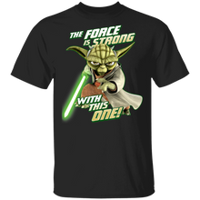 Load image into Gallery viewer, Star Wars The Clone Wars Yoda The Force Is Strong Portrait T-Shirt Movie Fan Tshirt Fanart Gift Friends Logo T Shirts Quote Saying Slogans Shirt
