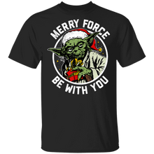 Load image into Gallery viewer, Star Wars Christmas Yoda Merry Force Be With You Portrait T-Shirt Movie Fan Tshirt Fanart Gift Friends Logo T Shirts Quote Saying Slogans Shirt
