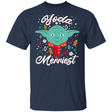 Load image into Gallery viewer, Star Wars Christmas Yoda Merriest Portrait T-Shirt Movie Fan Tshirt Fanart Gift Friends Logo T Shirts Quote Saying Slogans Shirt
