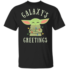 Load image into Gallery viewer, Star Wars The Mandalorian The Child Galaxy's Greetings Text T-Shirt Movie Fan Tshirt Fanart Gift Friends Logo T Shirts Quote Saying Slogans Shirt
