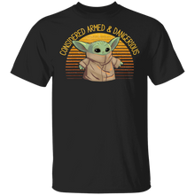 Load image into Gallery viewer, Star Wars The Mandalorian The Child Armed Dangerous T-Shirt Movie Fan Tshirt Fanart Gift Friends Logo T Shirts Quote Saying Slogans Shirt
