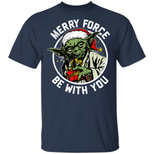 Load image into Gallery viewer, Star Wars Christmas Yoda Merry Force Be With You Portrait T-Shirt Movie Fan Tshirt Fanart Gift Friends Logo T Shirts Quote Saying Slogans Shirt
