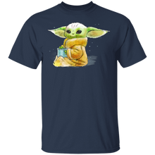 Load image into Gallery viewer, Star Wars The Mandalorian The Child Drink Soup Illustration T-Shirt Movie Fan Tshirt Fanart Gift Friends Logo T Shirts Quote Saying Slogans Shirt

