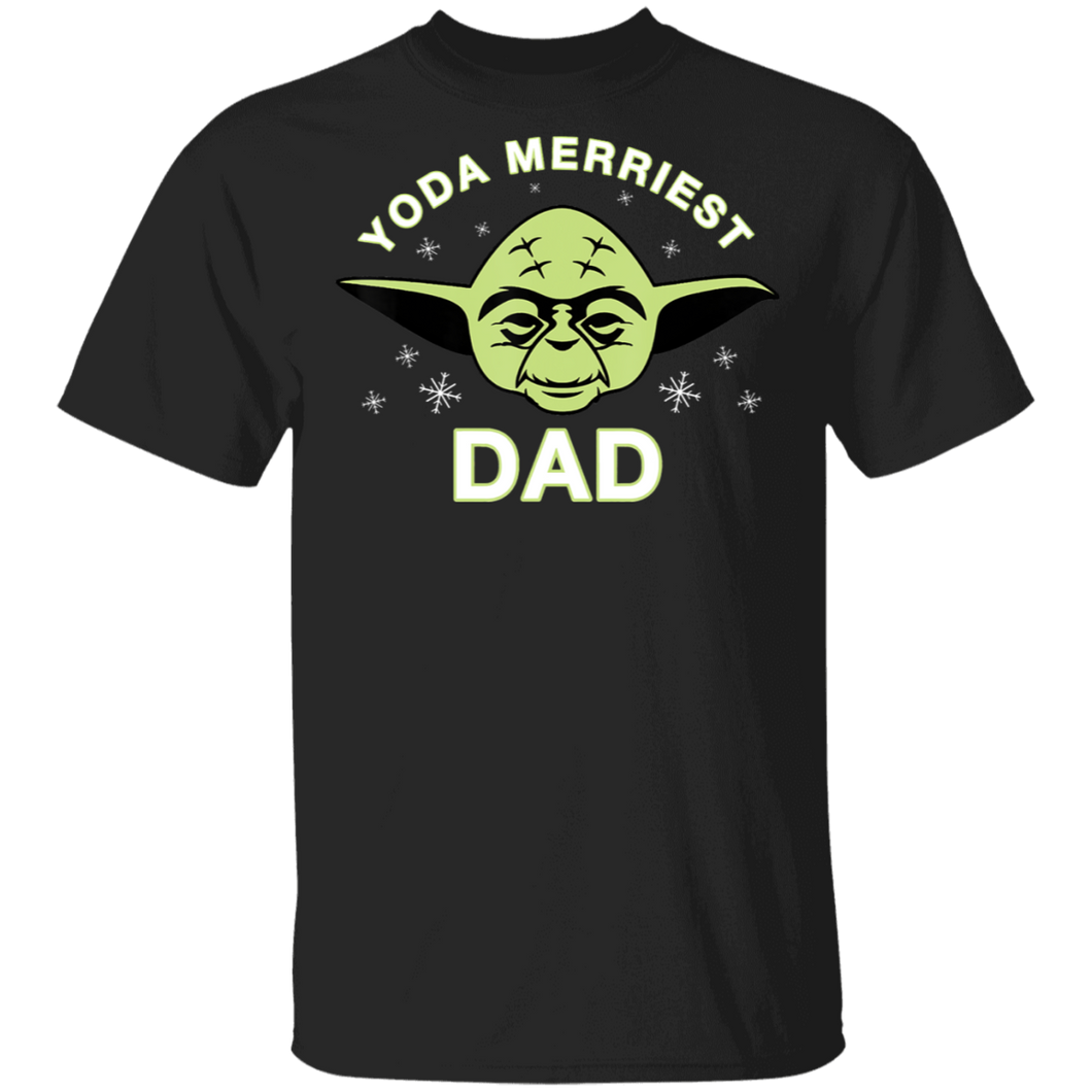 Mens Star Wars Christmas Yoda Merriest Dad T-Shirt Movie Fan Tshirt Fanart Gift Friends Logo T Shirts Quote Saying Slogans Shirt