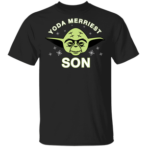 Star Wars Christmas Yoda Merriest Son T-Shirt Movie Fan Tshirt Fanart Gift Friends Logo T Shirts Quote Saying Slogans Shirt