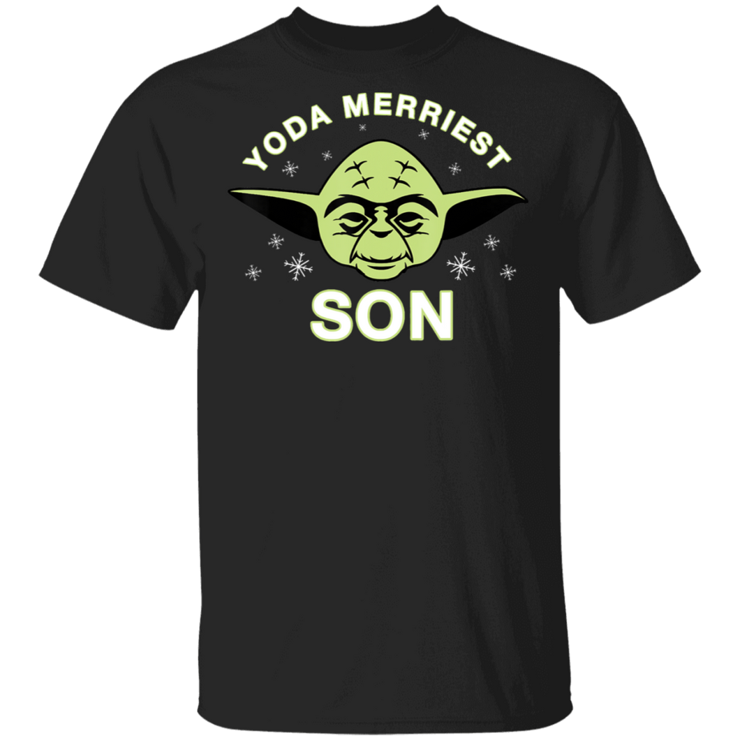 Star Wars Christmas Yoda Merriest Son T-Shirt Movie Fan Tshirt Fanart Gift Friends Logo T Shirts Quote Saying Slogans Shirt